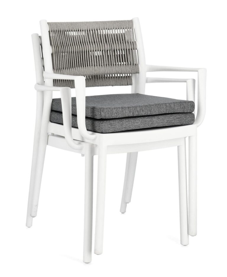 Bizzotto - Garden Chair Alvin Arm White-grey  - Image 5