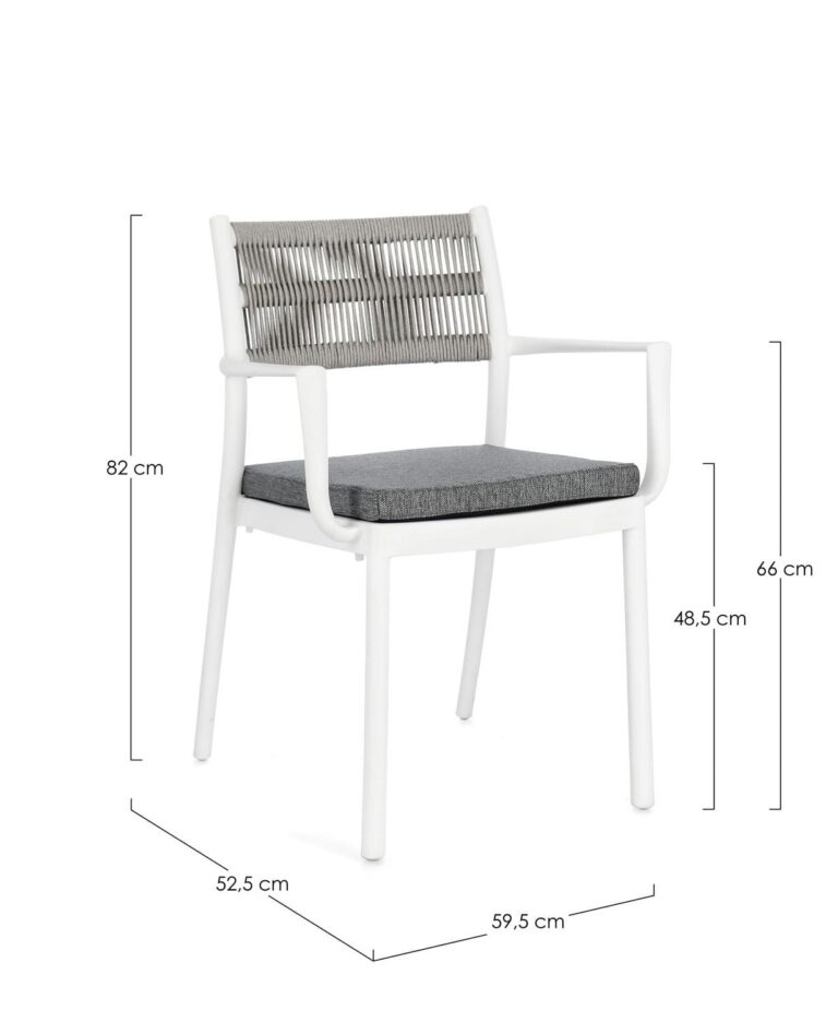 Bizzotto - Garden Chair Alvin Arm White-grey  - Image 6