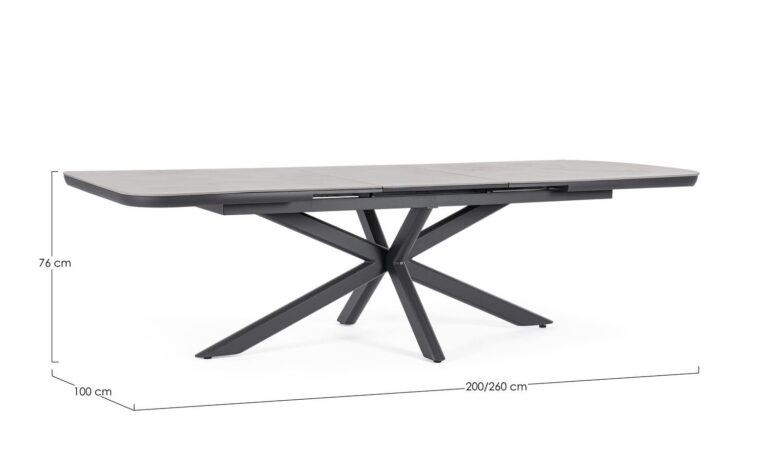 Bizzotto - Outdoor Extendable Table Pascal Anthracite 200-260x110 - Image 7