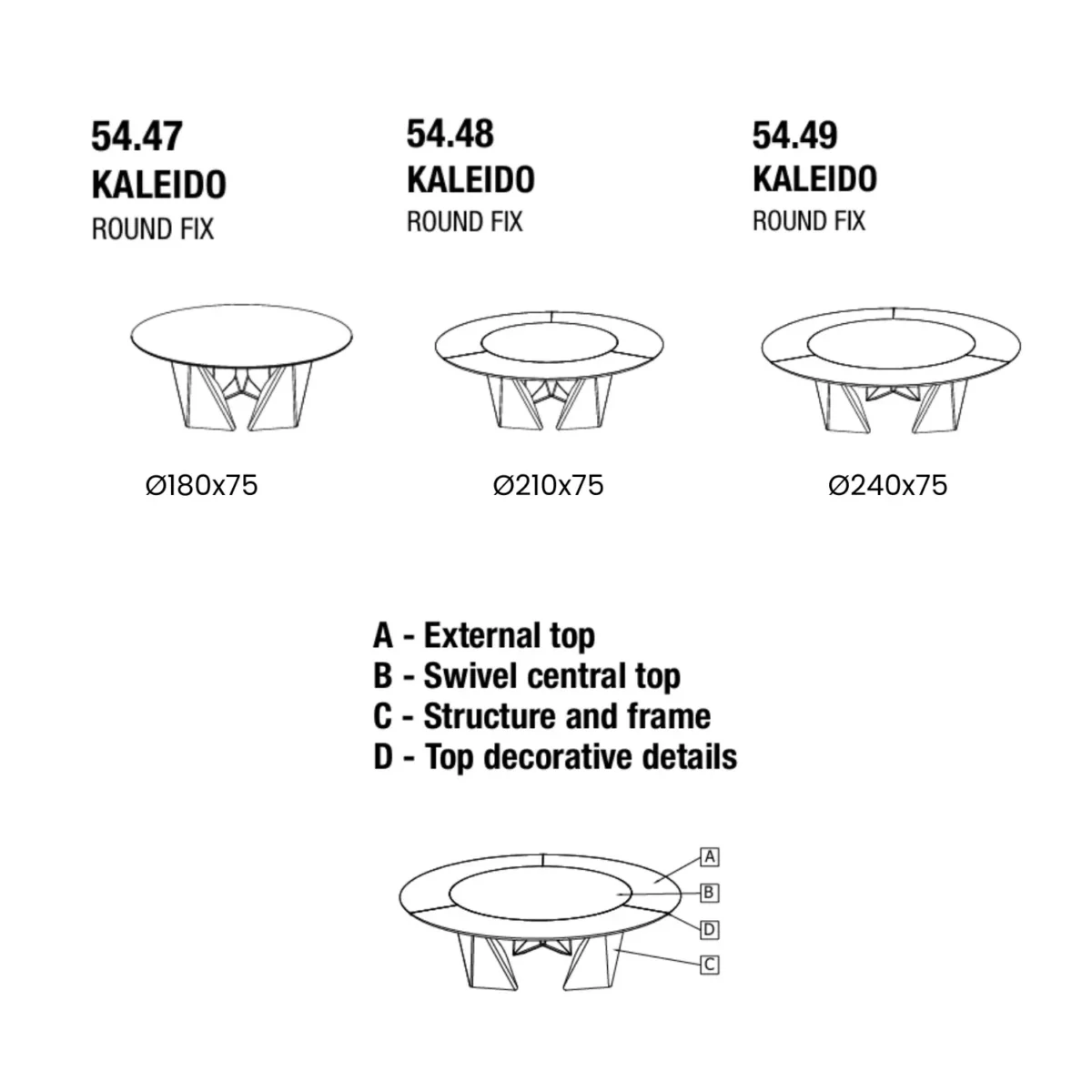 Bontempi - Round dining table Kaleido 54.49 - Image 8