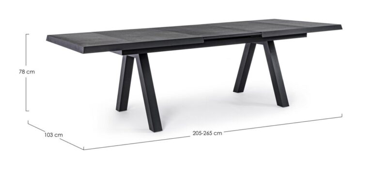 Bizzotto - Extendable Garden Table Krion Charcoal 205-265x103 - Image 5