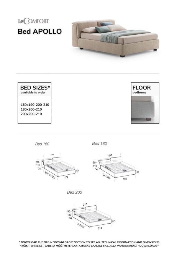 Voodi APOLLO tehniline info