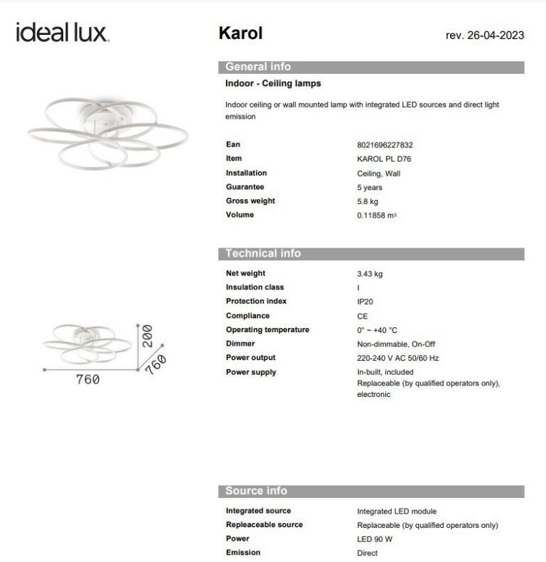 Ideal Lux - Ceiling Lamp Karol Pl D75 - Image 4