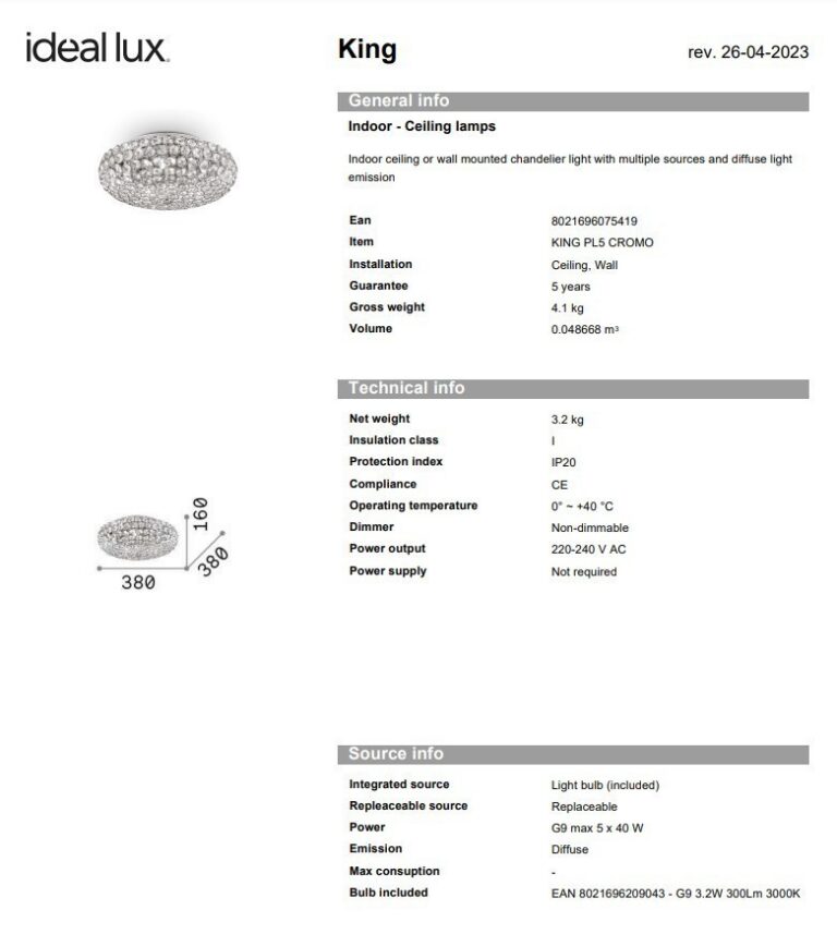 Ideal Lux - Люстра King Pl5 — изображение 4