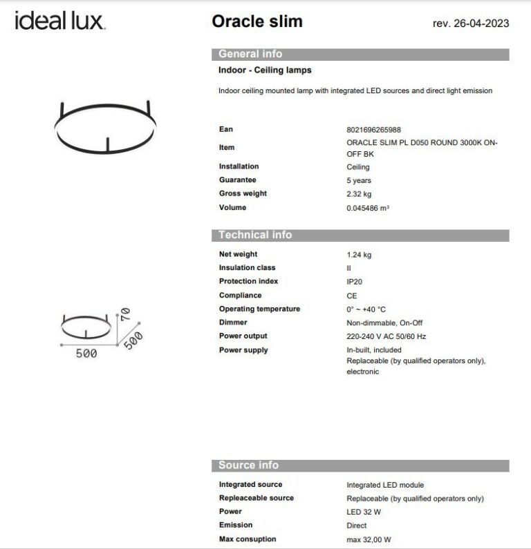 Ideal Lux - Laevalgusti Oracle Slim D050 - Image 4