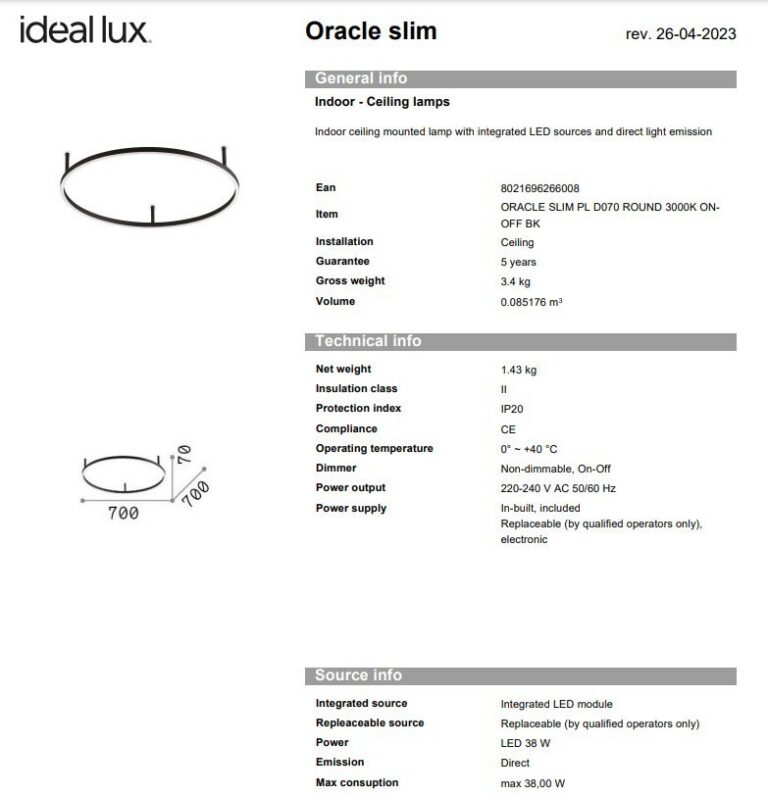 Ideal Lux - Laevalgusti Oracle Slim D070 - Image 4