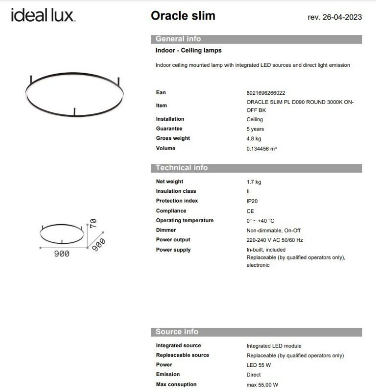 Ideal Lux - Ceiling Lamp Oracle Slim D090 - Image 4
